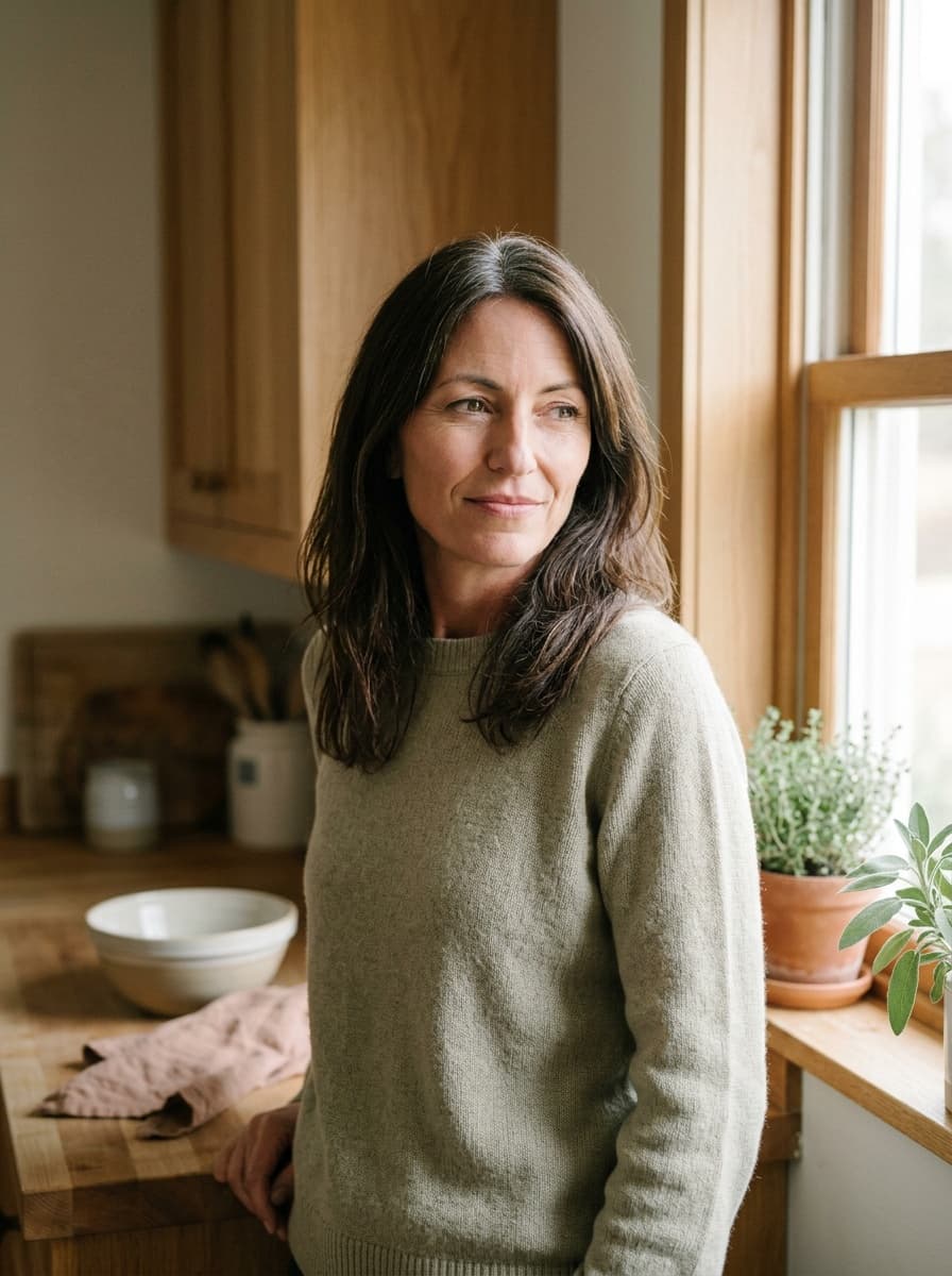 Editorial portrait of Davina, kitchen light