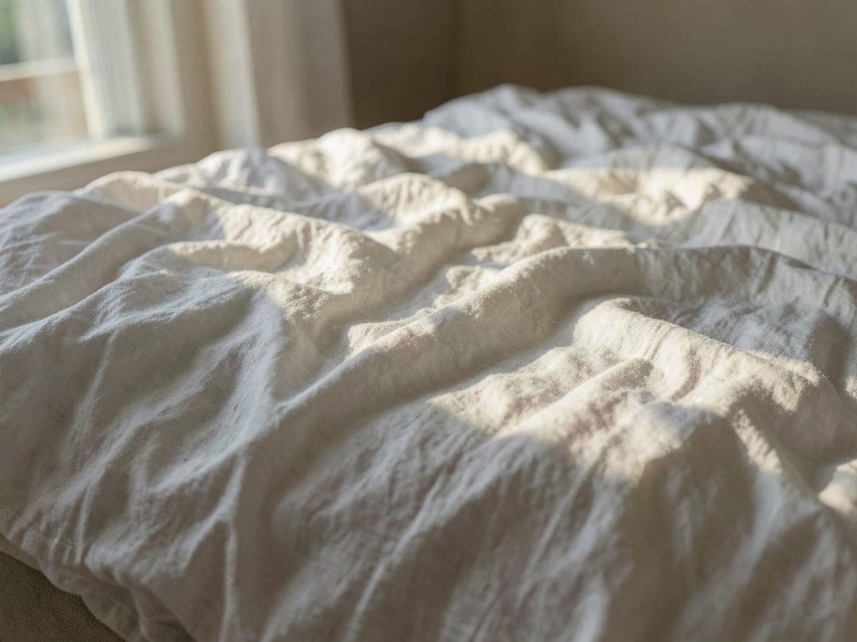 Linen sheets, low evening light
